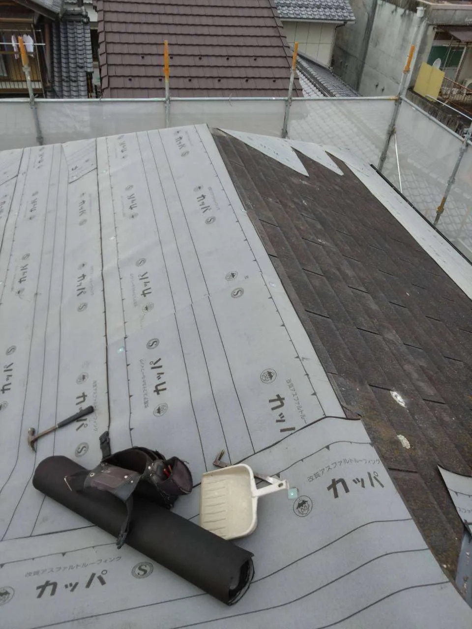 滋賀県近江八幡市で屋根リフォーム　工事中