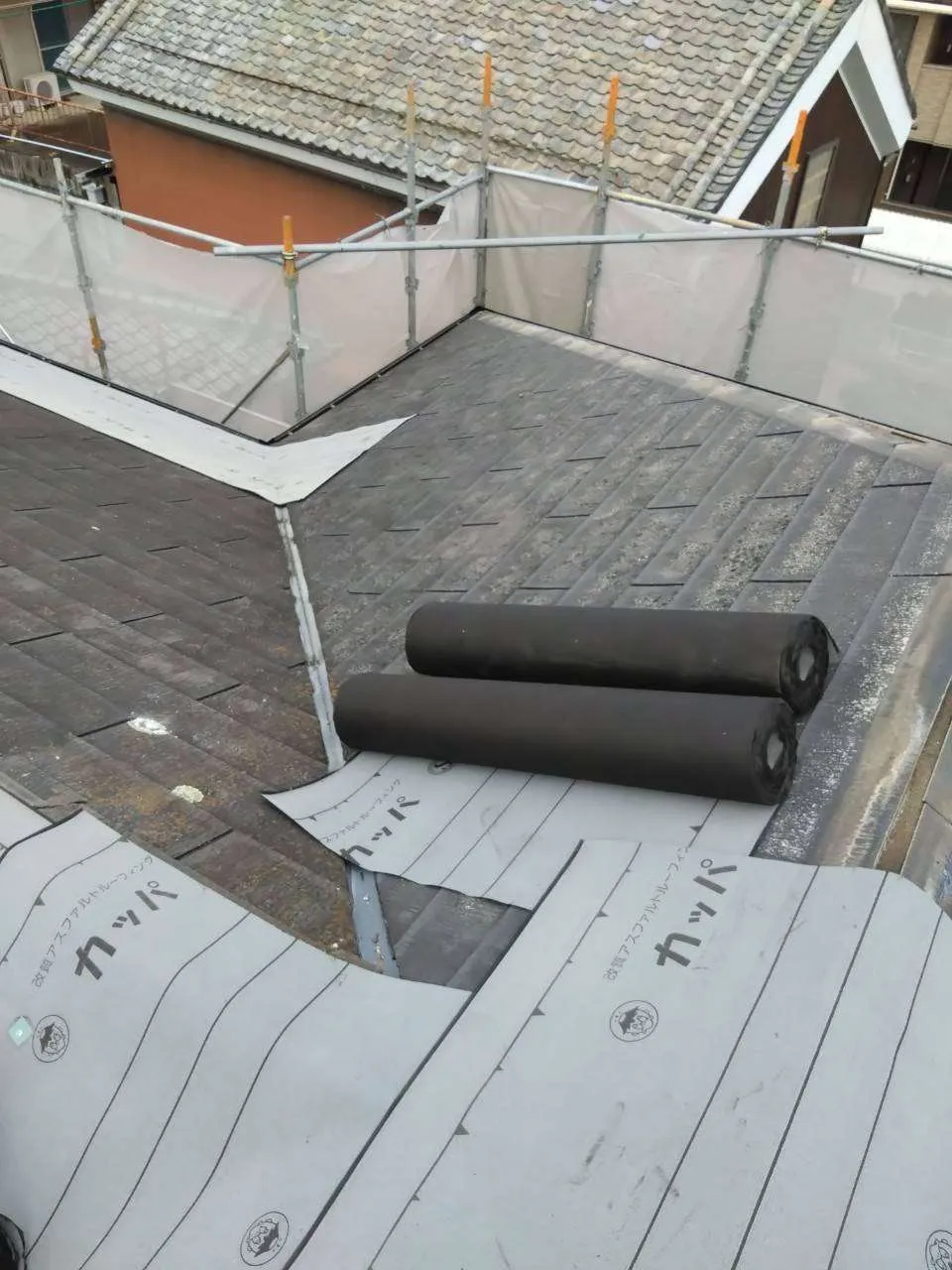 滋賀県近江八幡市で屋根リフォーム　工事中