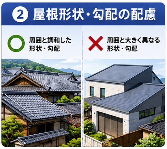 屋根形状・勾配の配慮