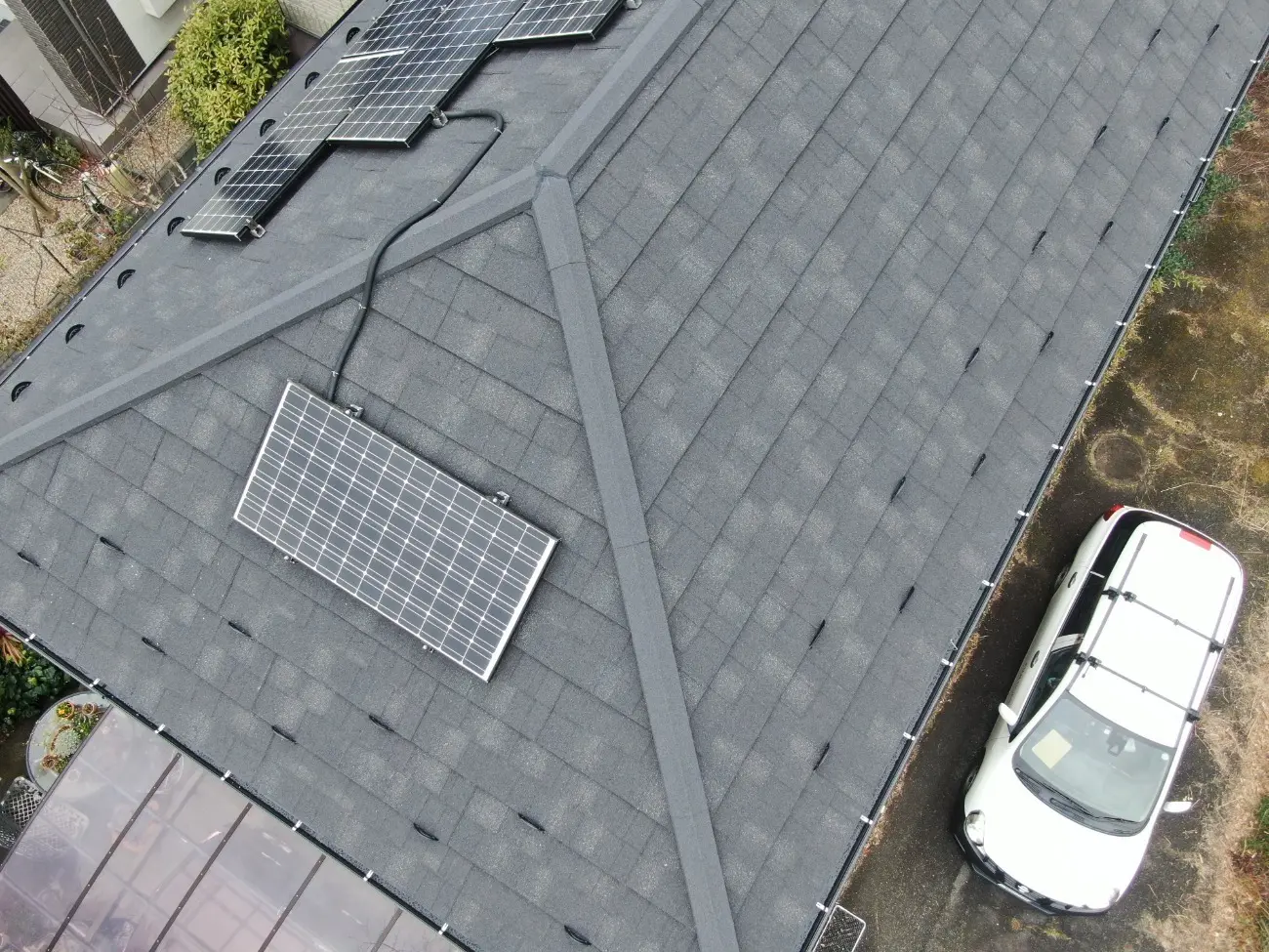 滋賀県大津市で屋根葺替・樋取替・太陽光脱着 完成