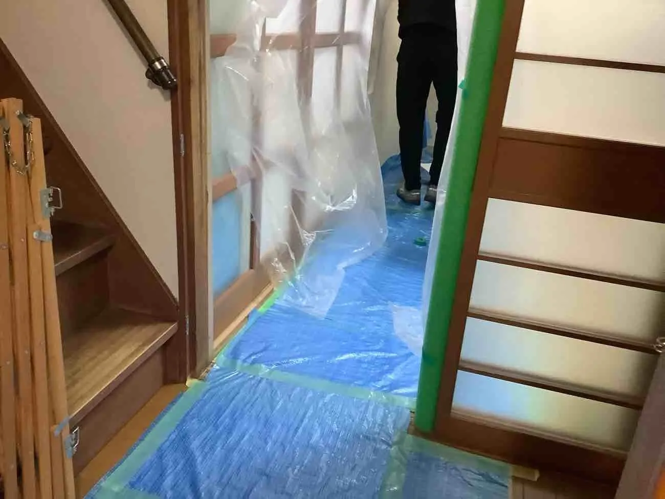 京都市山科区で浴室・洗面所リフォームM様邸施工事(工事中)
